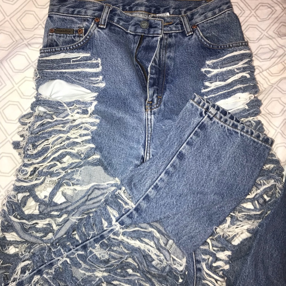 calvin klein custom distressed jeans vintage